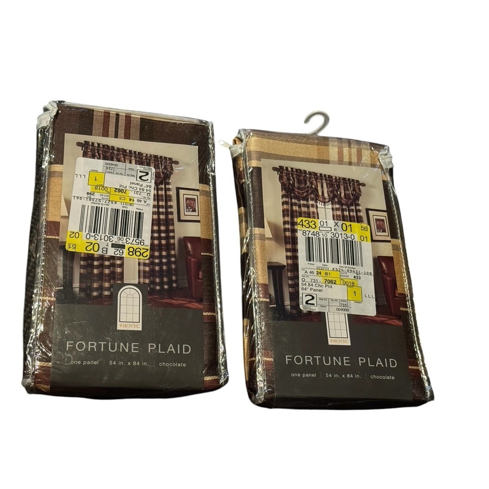 Fortune Plaid Curtain Panels Lot of 2 54x84 Chocolate Brown JCPenney Rustic